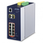 Industrial Full Managed Switch Planet IGS-10020HPT, IP30, L2+/L4, 8-Port 1000T 802.3at PoE + 2-Port 100/1000X SFP, -40 to 75 C, 12V~48V DC power boost, DIDO, ERPS Ring, 1588, Modbus TCP, ONVIF, Cybersecurity features, e-mark certified