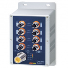 Industrial PoE+ Switch Planet ISW-808PT-M12, IP67-rated, 8-Port 10/100TX M12 802.3at, -40~75 degrees C, dual 12~56V power boost