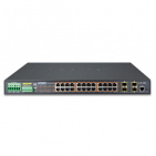Managed Ethernet Switch Planet IGS-5225-24P4S, IP30, 19" Rack Mountable Industrial, L2+/L4, 24*1000T 802.3at PoE with 4 shared 100/1000X SFP (-40 - 75 C, 2 DC, DIDO, ERPS Ring, 1588)