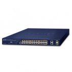 Combo Managed Switch Planet GS-4210-24HP2C, IPv6/IPv4, 4-Port 10/100/1000T 802.3bt 60W PoE + 20-Port 10/100/1000T 802.3at PoE + 2-Port Gigabit TP/SFP, 515W PoE Budget, 250m Extend mode and cybersecurity features