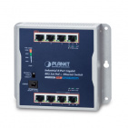 Industrial PoE+ Wall-mount Gigabit Switch Planet WGS-818HP, IP30, 8-Port 10/100/1000T 802.3at, 120W PoE Budget, Standard/VLAN/Extend mode, fanless, -20 to 60 C, 54V 130W AC power adapter included