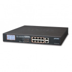 Desktop Switch Planet GSD-1002VHP, 8-Port 10/100/1000T 802.3at PoE + 2-Port 10/100/1000T with LCD PoE Monitor (120W PoE Budget, Standard/VLAN/Extend mode)