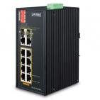 Industrial Combo Ethernet Switch Planet IFGS-1022HPT, IP30, 8-Port 10/100TX 802.3at PoE + 2-Port Gigabit TP/SFP, -40 to 75 C, 250m Extend mode, dual redundant power input on 48~56VDC terminal block