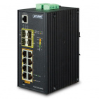 Industrial Full Managed Switch Planet IGS-5225-8P4S, IP30, L2+/L4, 8-Port 1000T 802.3at PoE + 4-Port 100/1000X SFP, -40 to 75 C, dual redundant power input on 48~56VDC terminal block, DIDO, ERPS Ring, 1588, Modbus TCP, ONVIF, Cybersecurity features