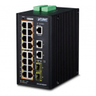 Industrial Full Managed Switch Planet IGS-20160HPT, IP30, L2+/L4, 16-Port 1000T 802.3at PoE+ 2-Port 1000T + 2-port 100/1000X SFP, -40 to 75 C, dual redundant power input on 48~56VDC terminal block, DIDO, ERPS Ring Supported