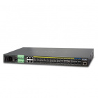 Managed Metro Ethernet Switch Planet MGSW-28240F, L3, 24-Port 100/1000BASE-X SFP plus 4-Port 10G SFP+ , AC+DC Power Redundant, 2xDI, 2xDO, Cybersecurity features, Hardware Layer3 OSPFv2 and IPv4/IPv6 Static Routing