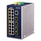 Full Managed Switch Planet IGS-6325-16P4S, IP30, DIN-rail Industrial, L3, 16-Port 10/100/1000T 802.3at PoE + 4-port 100/1000X SFP, -40 to 75 C, dual redundant power input on 48~56VDC terminal block, DIDO, ERPS Ring, 1588, Modbus TCP, ONVIF, Cybersecurity