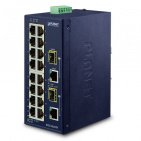 Industrial Combo Ethernet Switch Planet IFGS-1822TF, IP30, 16-Port 10/100TX + 2-Port Gigabit TP/SFP, -40~75C, dual redundant power input on 12-48VDC / 24VAC terminal block