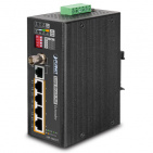 Industrial Coax/UTP Long Reach POE Extender Planet LRP-104CET, IP30, 4-Port 10/100TX POE PSE + 1-Port, -20 to 70 degrees C