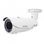 4MP PoE Bullet IR IP Camera Planet ICA-3460V with Vari-focal Lens: IEEE 802.3af/at POE, H.265/H.264, 2.8~12mm Lens, 2592x1520@30fps, IR-30~45meter, ICR, WDR, DNR, 2-way Audio, ONVIF, IP66, Intelligent Motion Detection, PLANET Easy-DDNS, Mobile APP