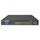 Managed Switch Planet GS-5220-24UP4XVR, L2+/L4 24-Port 10/100/1000T 75W Ultra PoE + 4-Port 10G SFP+ with Color LCD Touch Screen, Hardware Layer3 IPv4/IPv6 Static Routing,  W / 48V Redundant Power (400W PoE Budget, ONVIF)