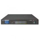 Managed Switch Planet GS-5220-16P2XV, L2+/L4 16-Port 10/100/1000T 802.3at PoE + 2-Port 10G SFP+ with Color LCD Touch Screen, Hardware Layer3 IPv4/IPv6 Static Routing (220W PoE Budget, ONVIF)