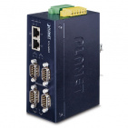 Industrial Serial Device Server Planet ICS-2400T, IP40, 4-Port RS232/RS422/RS485, 2 x 10/100TX, -40~75 degrees C, 15KV isolation, dual 12~48V DC, 2xDI + 2xDO