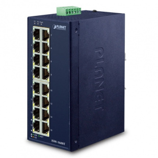 Industrial Ethernet Switch Planet ISW-1600T, IP30, 16-Port 10/100TX, -40~75 C, dual redundant power input on 12-48VDC / 24VAC terminal block фото 759