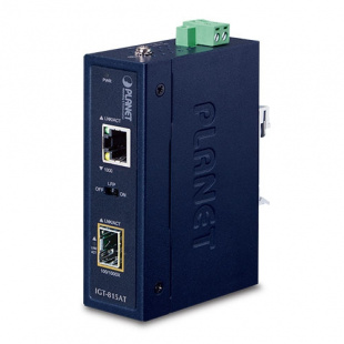 Industrial Media Converter Planet IGT-815AT, IP30, 100/1000BASE-X SFP to 10/100/1000BASE-T, -40 to 75 C, LFP Supported, Compact size фото 805