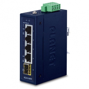 Gigabit Ethernet Switch Planet IGS-510TF, IP30, 4-Port 10/100/1000T + 1-Port 100/1000X SFP, -40~75 degrees C, dual 9~48V DC/24V AC, Compact size фото 746
