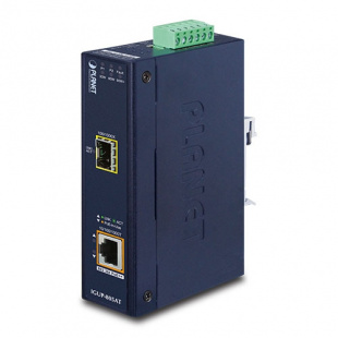 Industrial Media Converter Palnet IGUP-805AT, 1-Port 100/1000X SFP to 1-Port 10/100/1000T 802.3bt PoE++, 802.3bt Type-4, PoH, Legacy, Force mode support, -40 to 75 C, dual 12V~56V DC power boost, PoE Usage LED фото 804