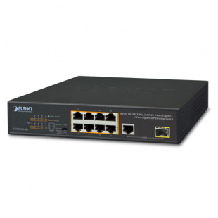 Desktop Switch Planet FGSD-1011HP, 8-Port 10/100TX 802.3at PoE + 1-Port 10/100/1000T + 1-Port 100/1000X SFP, 120W PoE Budget, Standard/VLAN/Extend mode, 10-inch and rack-mountable фото 847