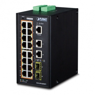 Industrial Full Managed Switch Planet IGS-20160HPT, IP30, L2+/L4, 16-Port 1000T 802.3at PoE+ 2-Port 1000T + 2-port 100/1000X SFP, -40 to 75 C, dual redundant power input on 48~56VDC terminal block, DIDO, ERPS Ring Supported фото 780