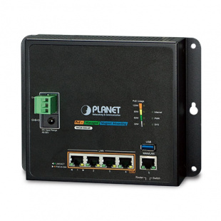 Industrial Wall-mount Gigabit Router Planet WGR-500-4P, IP30 with 4-Port 802.3at PoE+, 120W PoE Budget, dual power input on 48-56VDC terminal block and power jack, -10~60 degrees C, Hardware NAT, IPv6 фото 817