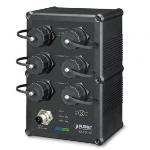 Industrial Managed Ethernet Switch Planet IGS-5227-6T, IP67-rated, L2+, 6-Port 10/100/1000T, -40~75 degrees C, ERPS Ring, 1588, Modbus TCP, 6 x waterproof RJ45 connectors included фото 799