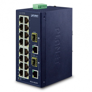 Industrial Combo Ethernet Switch Planet IFGS-1822TF, IP30, 16-Port 10/100TX + 2-Port Gigabit TP/SFP, -40~75C, dual redundant power input on 12-48VDC / 24VAC terminal block фото 753
