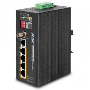Industrial Coax/UTP Long Reach POE Extender Planet LRP-104CET, IP30, 4-Port 10/100TX POE PSE + 1-Port, -20 to 70 degrees C фото 869