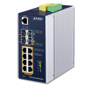 Full Managed Switch Planet IGS-6325-8UP2S2X, IP30, DIN-rail Industrial, L3, 8-Port 10/100/1000T 802.3bt PoE + 2-port 100/1000X SFP + 2-Port 10G SFP+, -40 to 75 C, 8-port 95W PoE++, 802.3bt/PoH/Force modes, dual redundant power input on 48~56VDC terminal фото 744