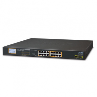 Gigabit Switch Planet GSW-1820VHP, 16-Port 10/100/1000T 802.3at PoE + 2-Port 1000X SFP with LCD PoE Monitor (300W PoE Budget, Standard/VLAN/Extend mode) фото 431